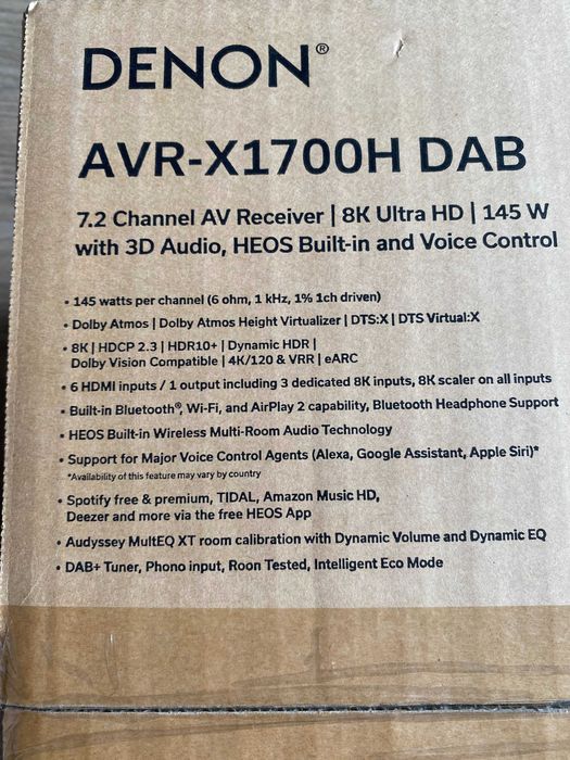 Amplituner DENON AVR-X1700H DAB Czarny 7.2-kanałowy,8K,dźwięk 3D