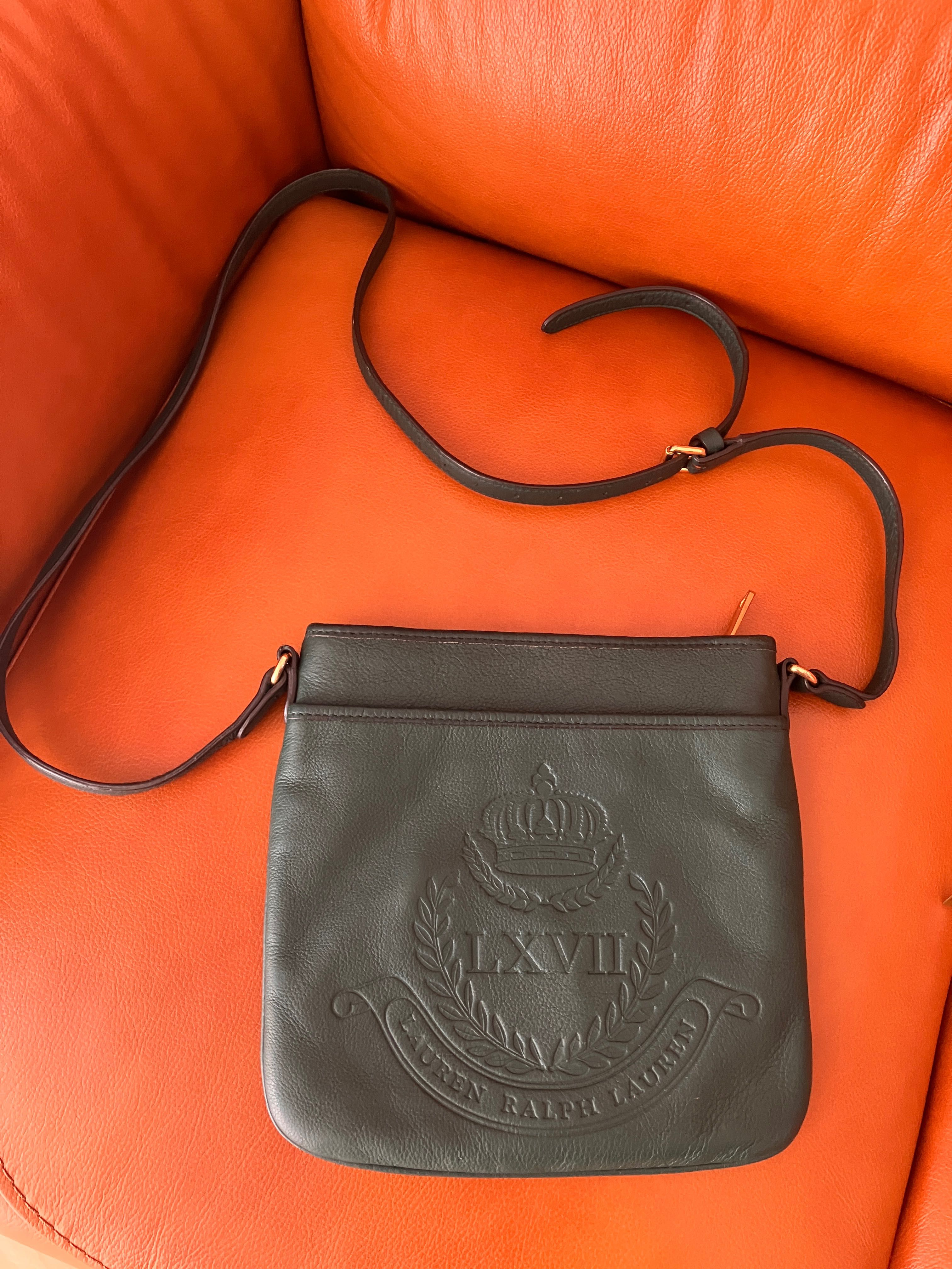 RALPH Lauren listonoszka skóra naturalna ciemna ziele
