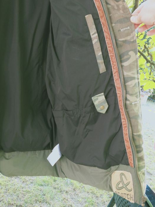 Bardzo ciepła kurtka zimowa Scotch&Soda męska z kapturem oliwkowa XL