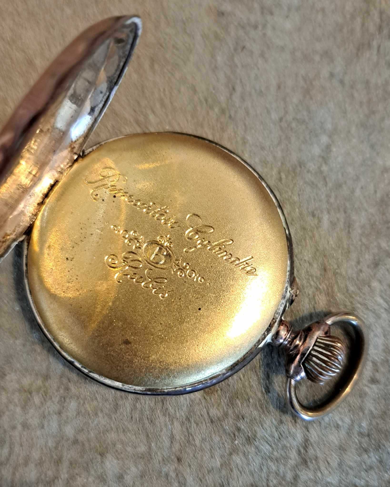 relógio de bolso de corda em prata Remontoir Cylindre 6 Rubis