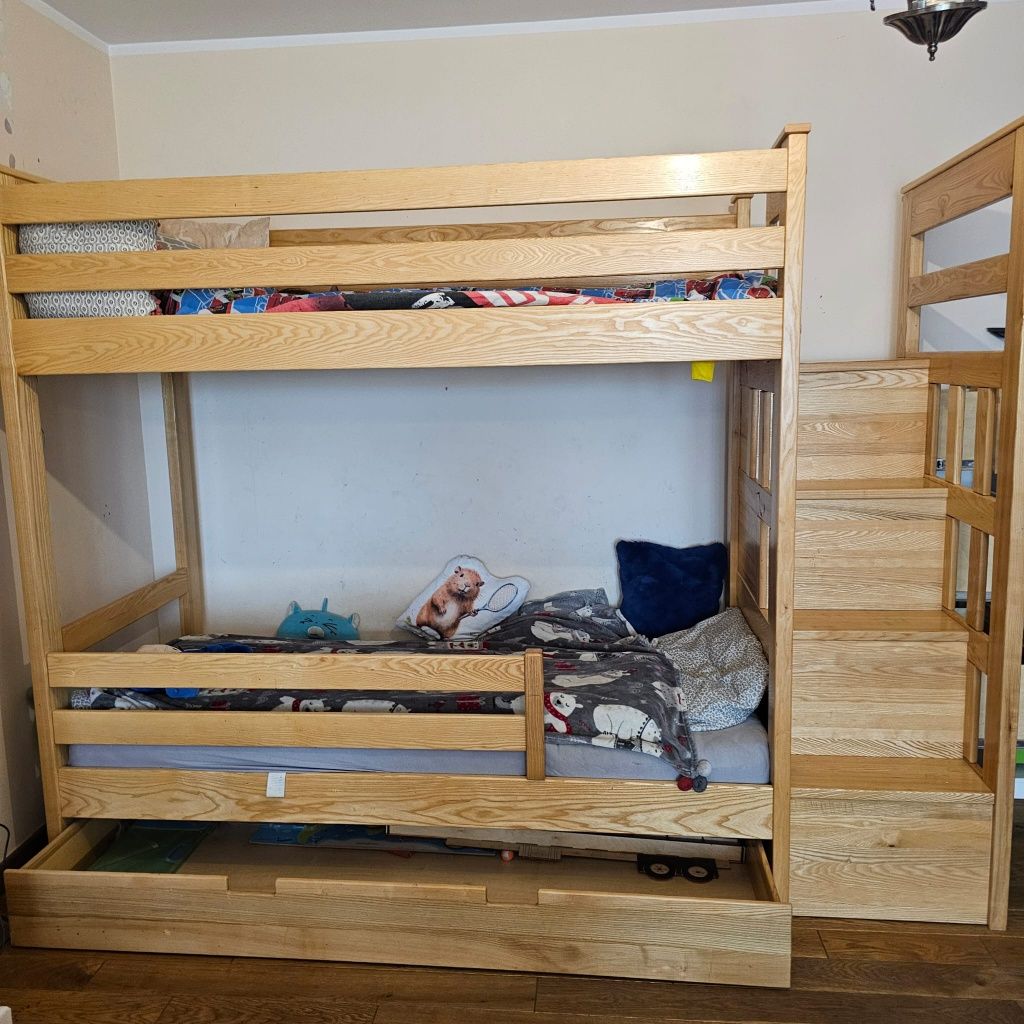 Łóżko piętrowe lite drewno