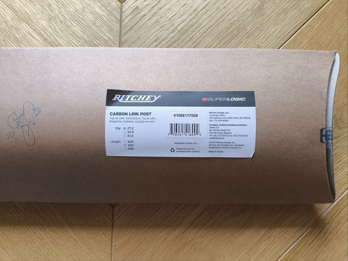 Sztyca karbonową Ritchey Superlogic Link Flexlogic 350mm 27.2 145g