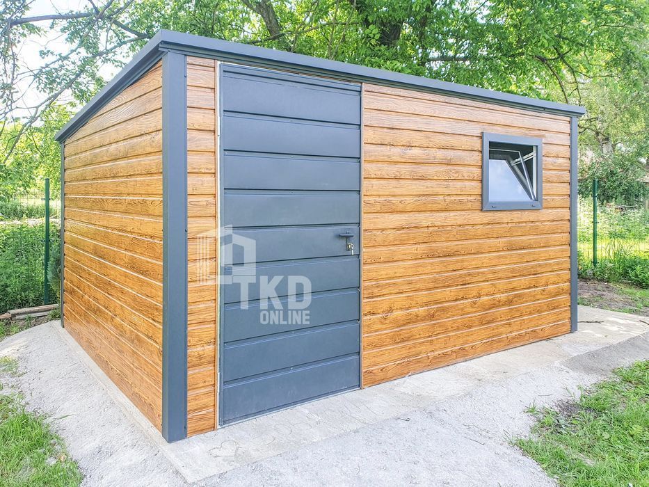 Schowek - Domek Ogrodowy 4X3M - Drzwi Okno Dach Spad W Tył Tkd230