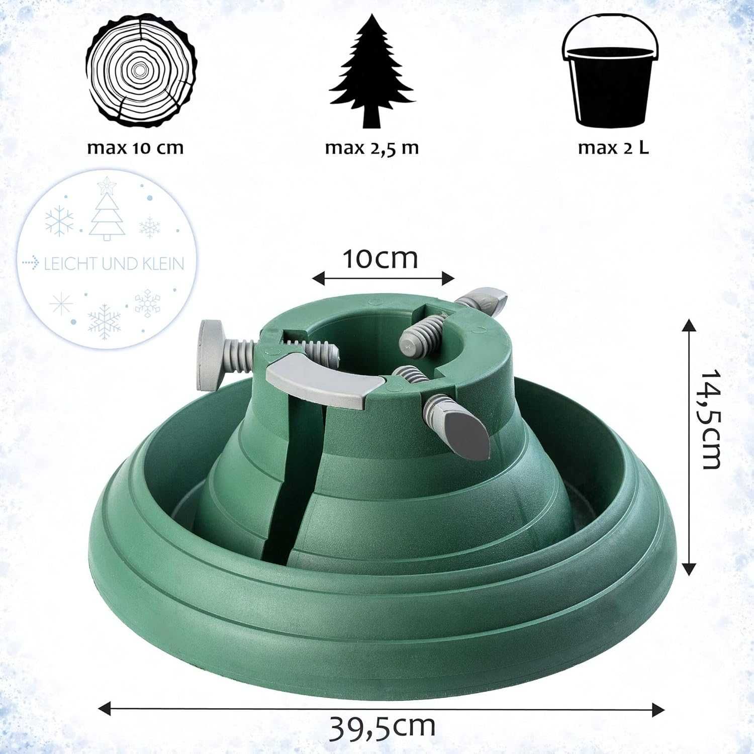 Stojak na choinkę z pojemnikiem na wodę 39,5cm 2,5mb zielony