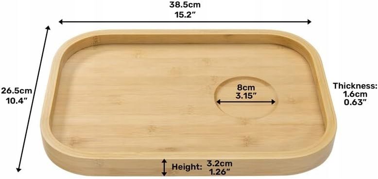 bambusowa taca na łóżko z uchwytem na telefon półka doczepiana