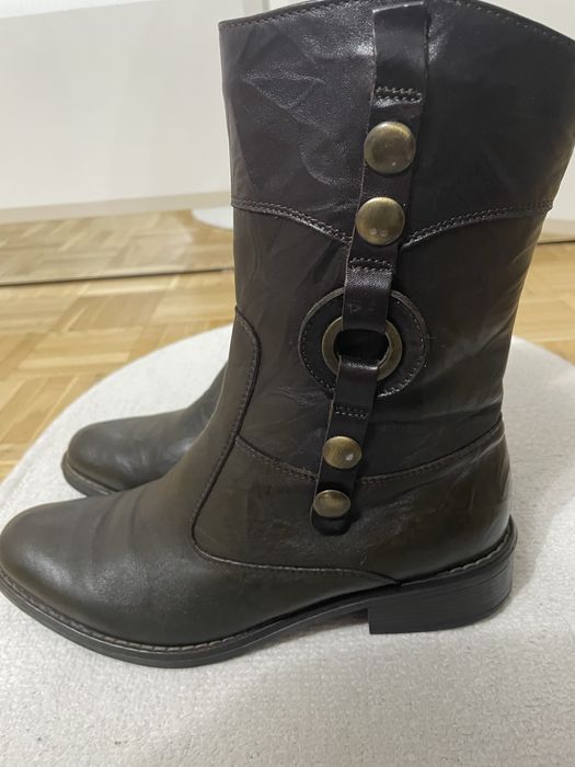 Skórzane botki kowbojki oozaki 37