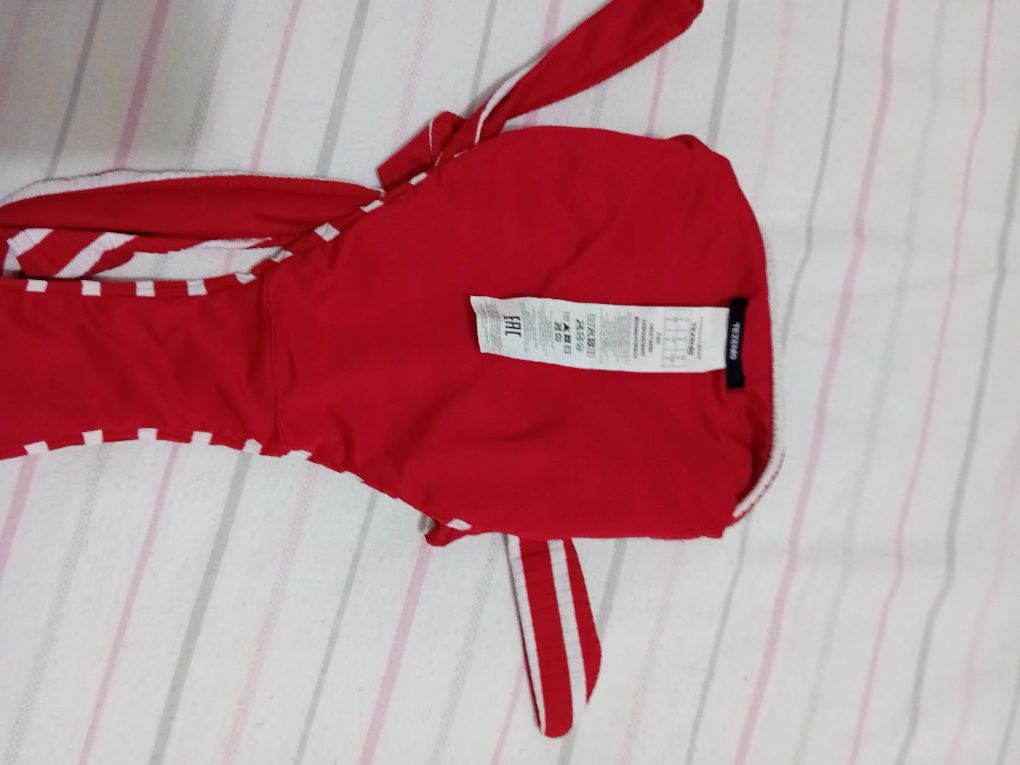 Cueca de Bikini S Tezenis vermelha riscas brancas