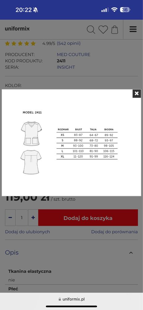 Mundurek medyczny insight Uniformix