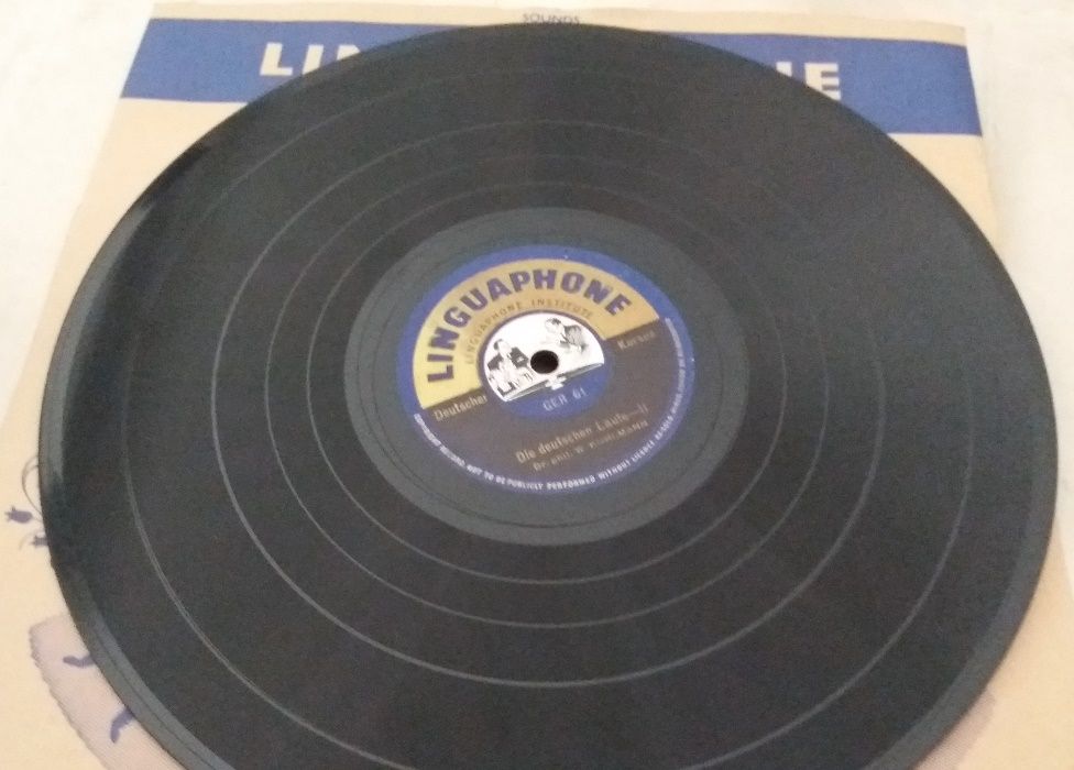 Linguafone Vintage Francês e Alemão Discos 78 rpm