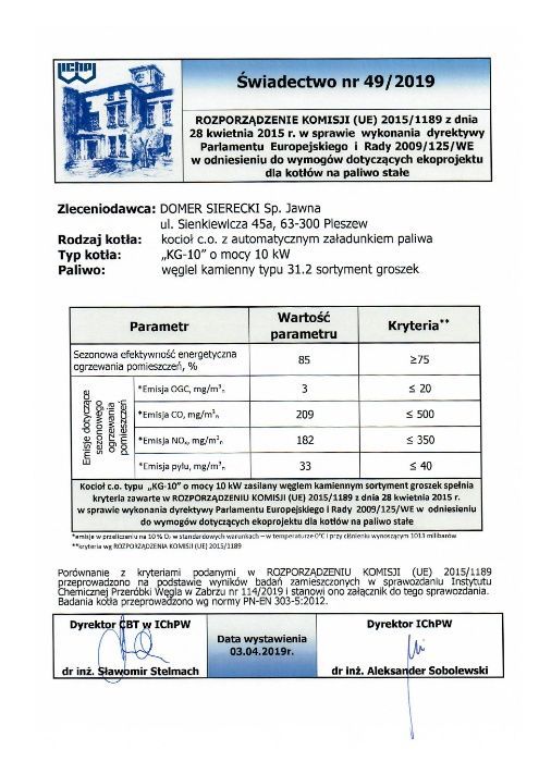 Piec V klasy 10KW z podajnikiem kocioł ekogroszek V klasa Eco-design
