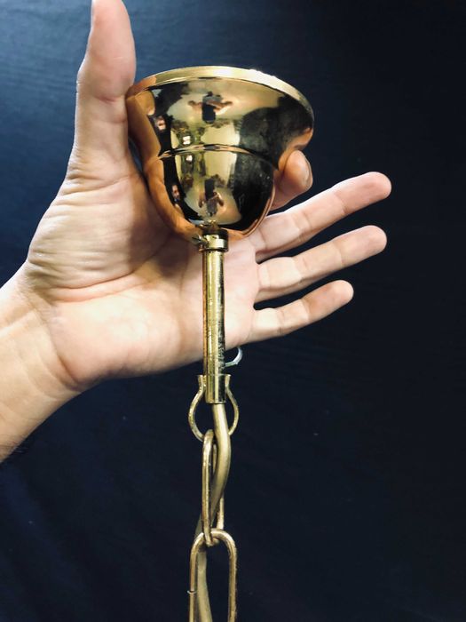 Candeeiro Art Deco Dourado  Vidro Rosa