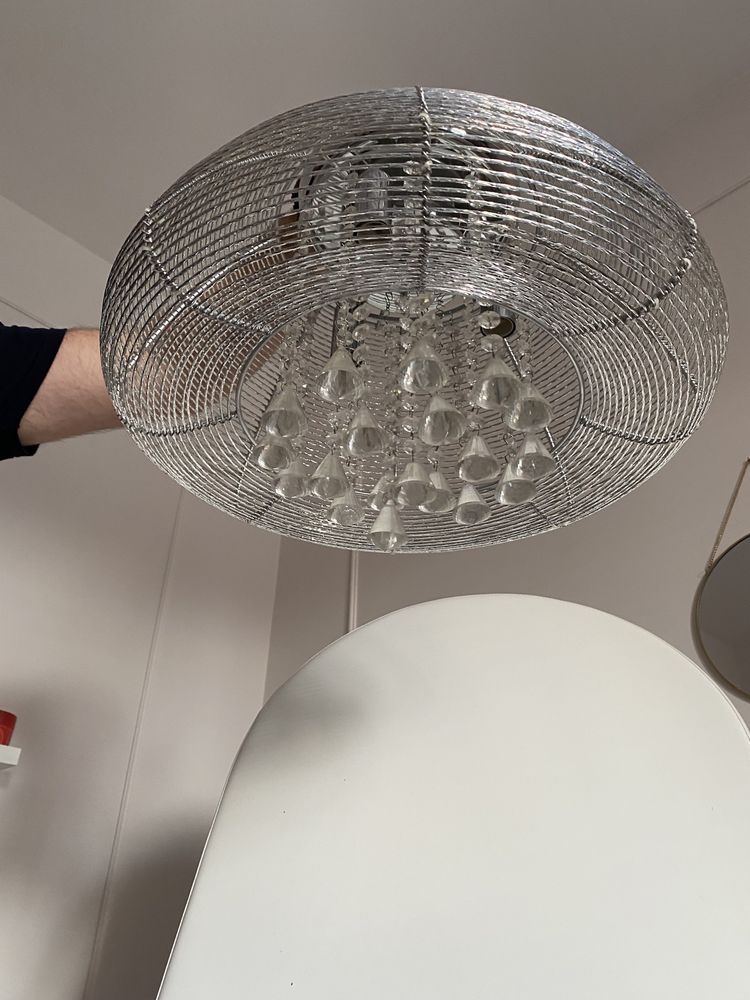 Lampa plafon srebrna Italux kryształki glamour