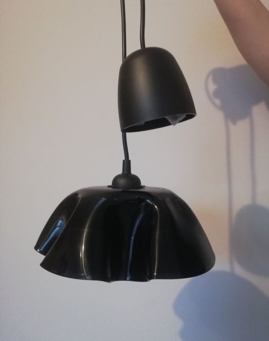 Lampa żyrandol z płyty winylowej oryginalny ciekawy czarny klosz loft