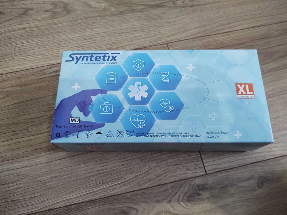 Rękawiczki Nitrylowe Syntetix XL Niebieskie 10x100 sztuk karton