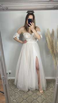 Suknia ślubna Afrodyta z gorsetem w stylu boho, tiulowa