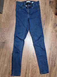 Spodnie jeansowe ciepne wysoki stan xs 34