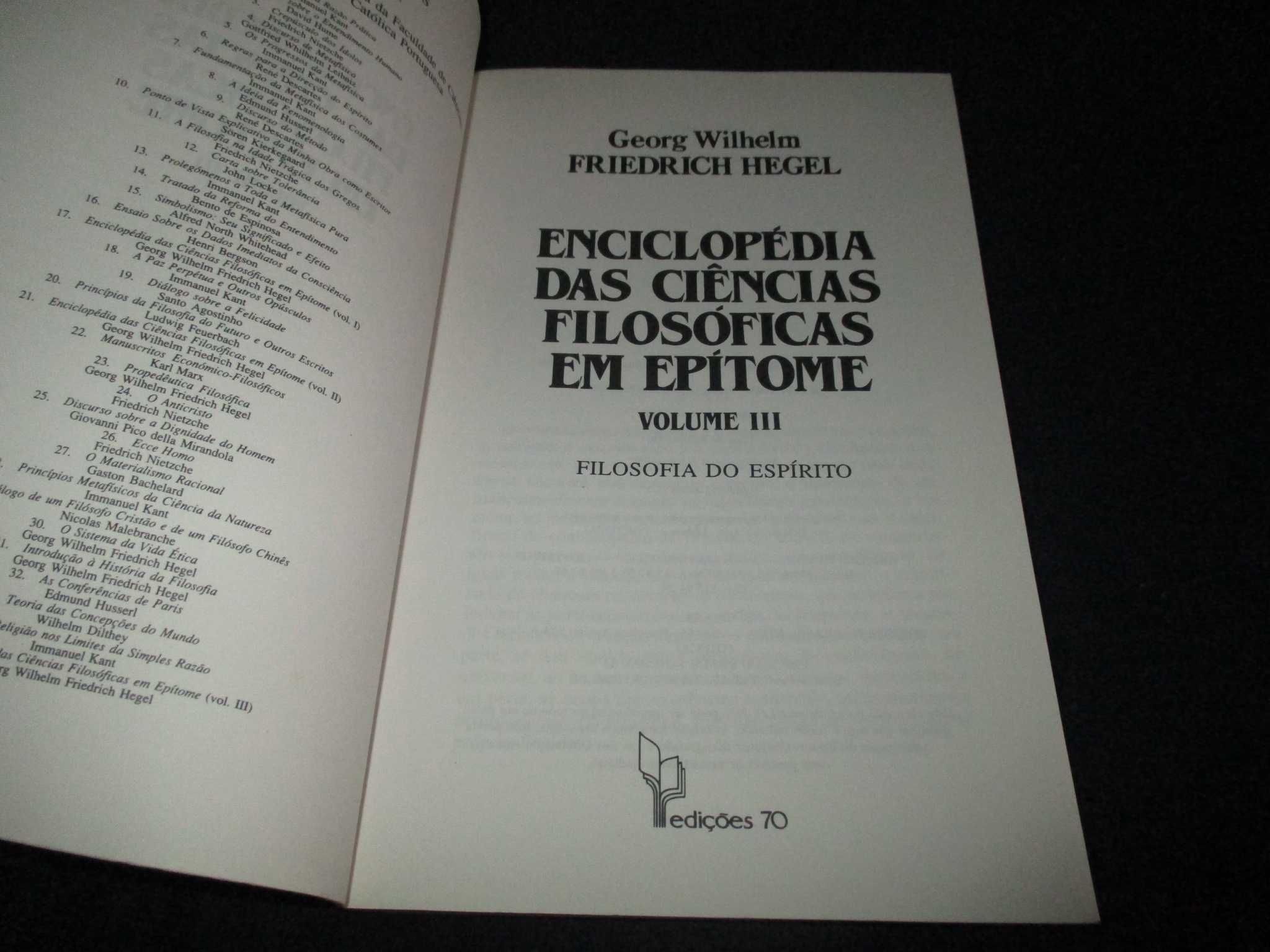 Livro Enciclopédia das Ciências Filosóficas em Epítome III Hegel