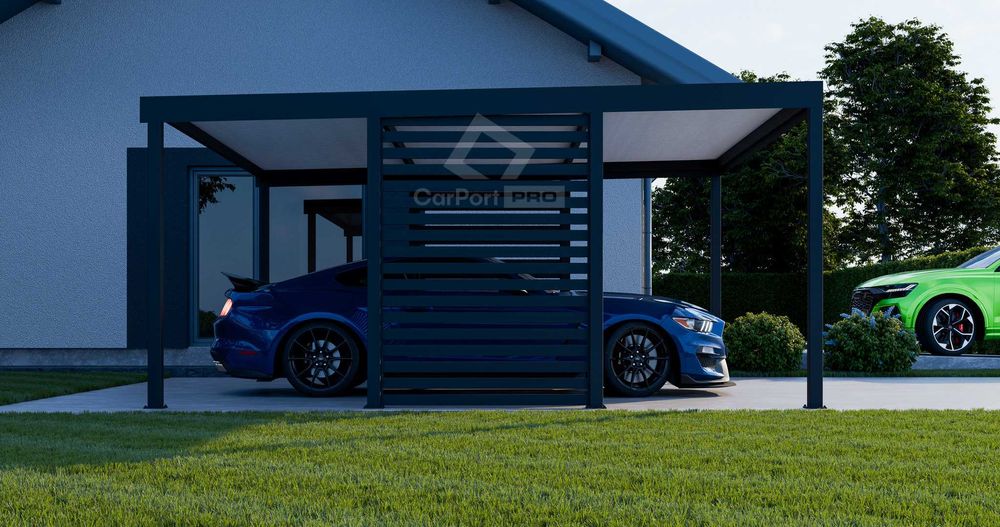 CarPort PREMIUM - Wiata samochodowa 5x5 Antracyt Zabudowa - CP101