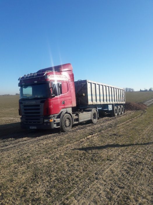 Transport ciężarowy materiały sypkie na paletach plandeka szlaka żużel