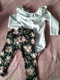 Komplet body+spodnie w kwiatuszki Haydi