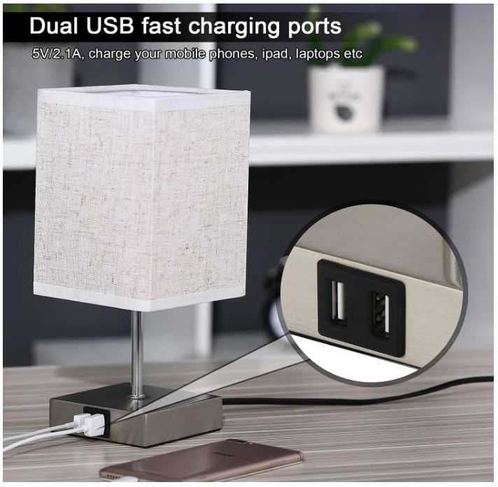 Dwie lampki nocne, dotykowe, z portami USB, 3 tryby jasności