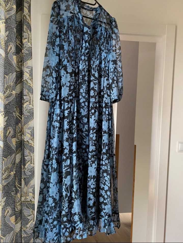 Reserved dluga maxi szyfonowa sukienka w kwiaty 38