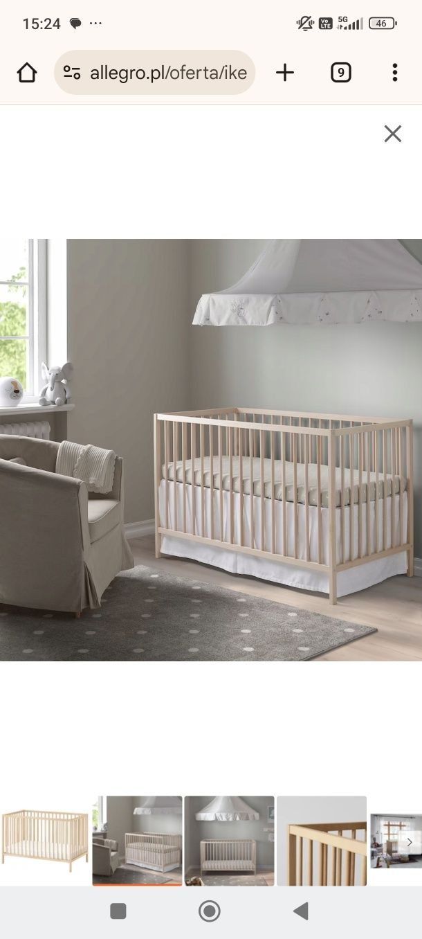 Nowe łóżeczko niemowlęce dziecięce drewniane IKEA 120×60 cm