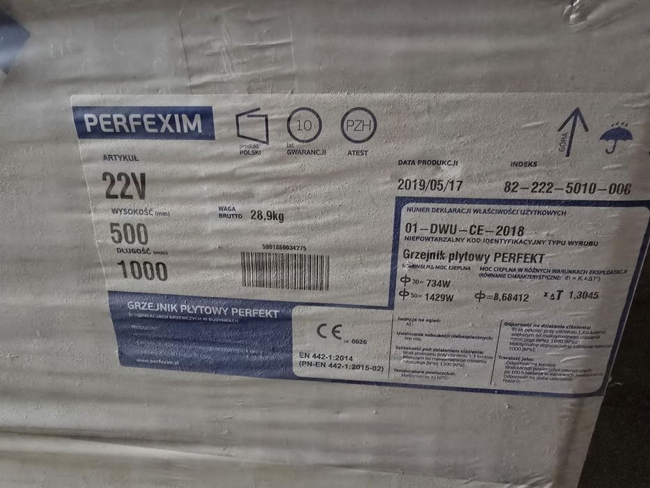 Grzejnik Perfexim 500x1000 - podłączenie dolne