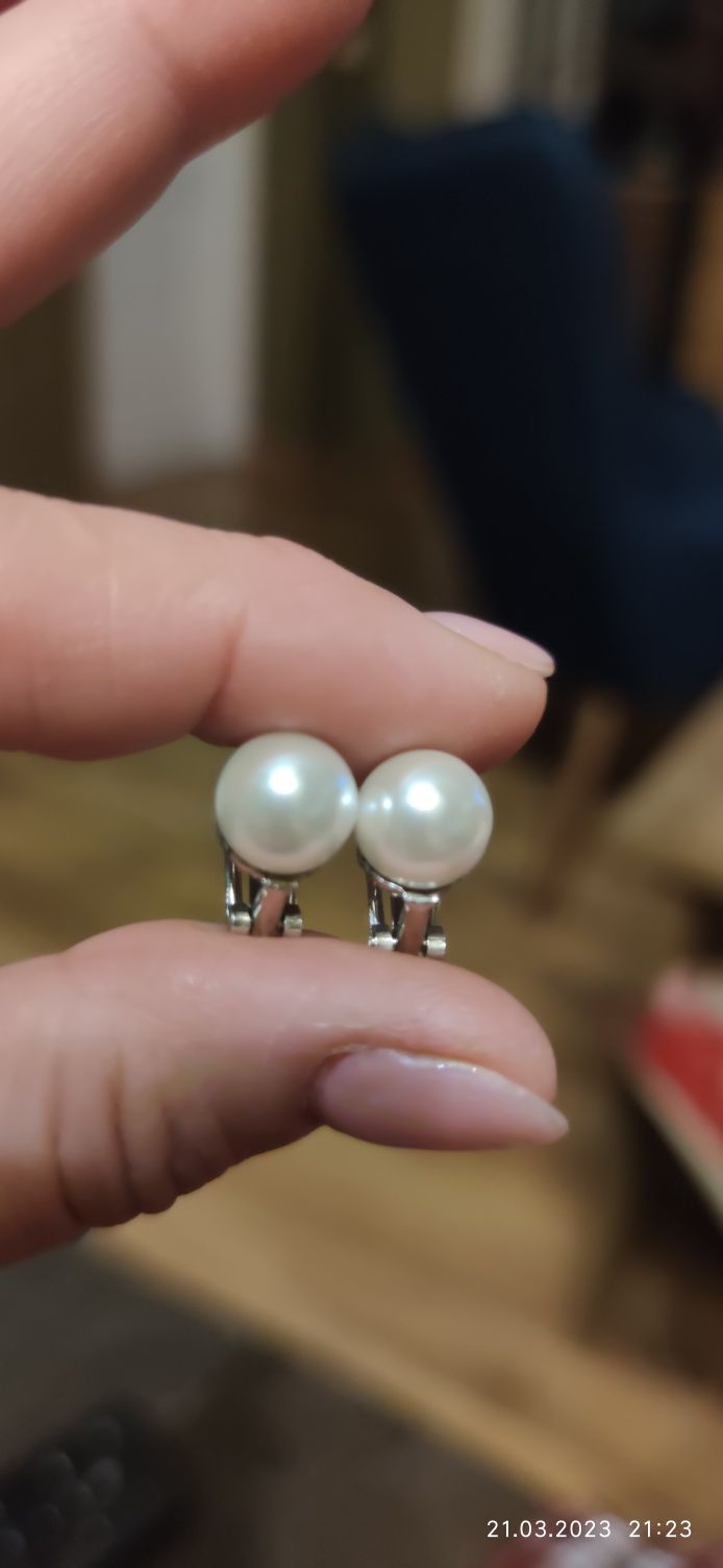 Klipsy z perła ze srebra