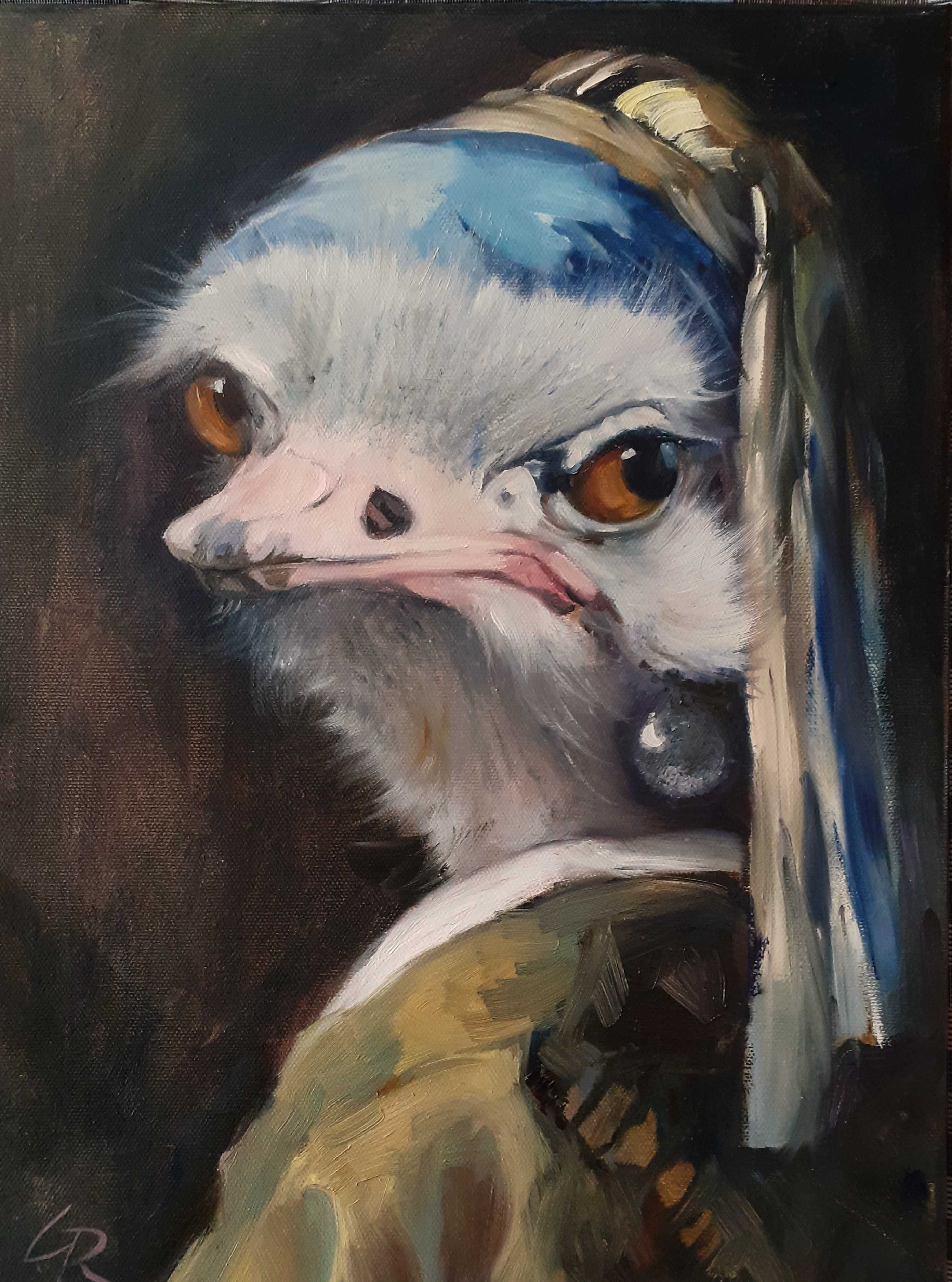 Dziewczyna z perłą. Obraz olejny na płótnie 30x40 cm