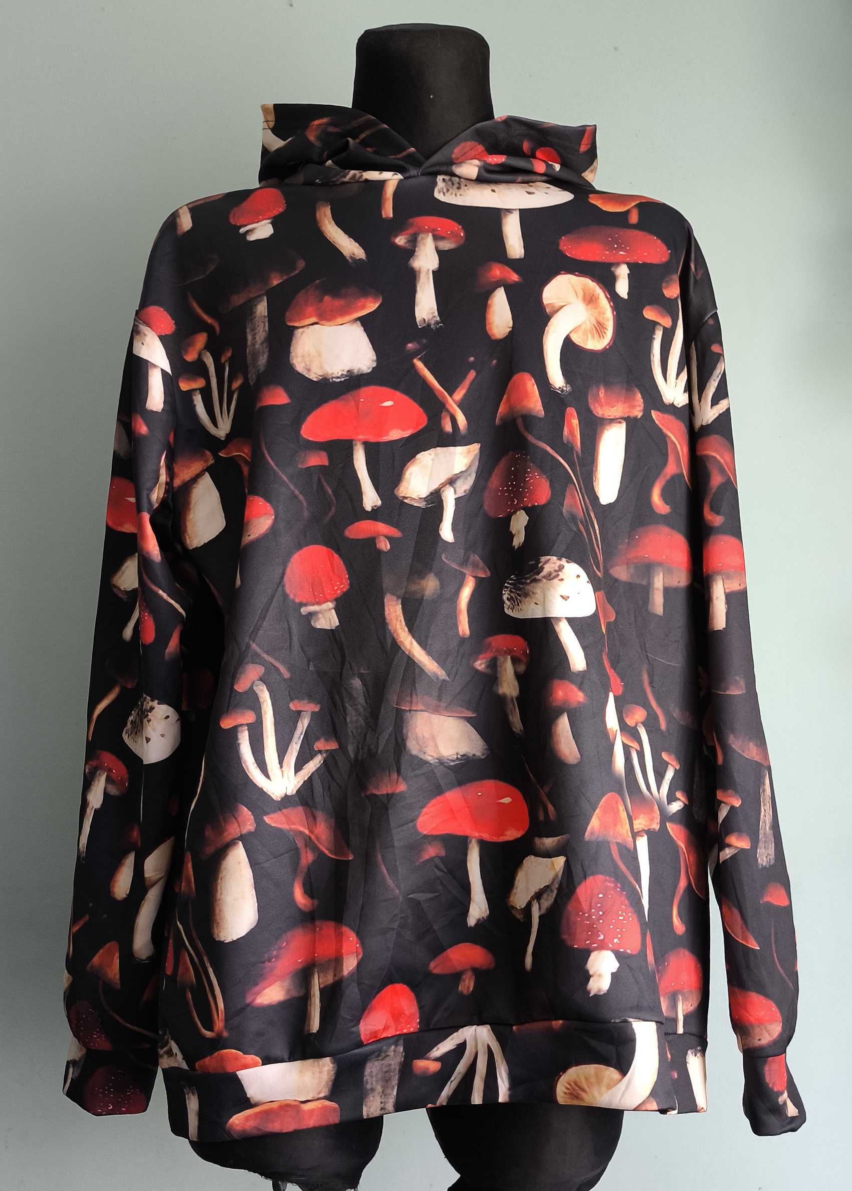 Męska bluza z kapturem motyw grzyby Muchomory r.3XL
