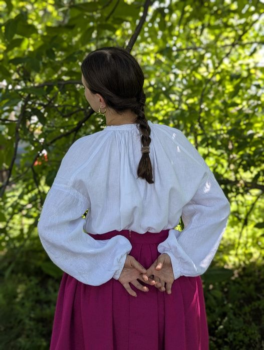 Жіноча вишиванка білим по білому, вишита сорочка "Легіт", розмір S-L