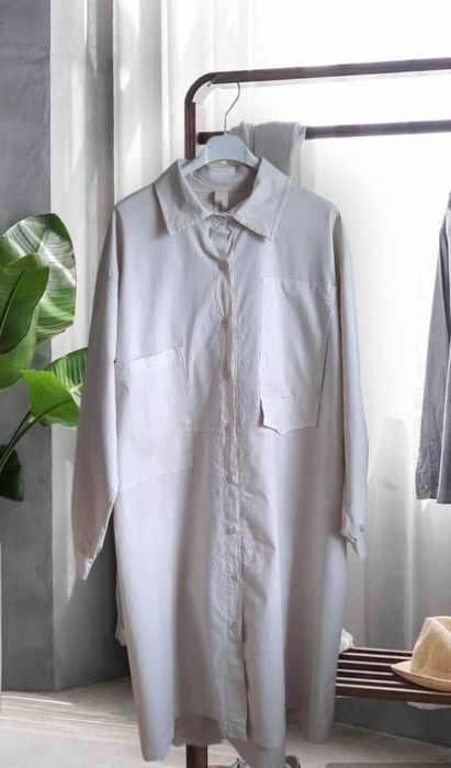 Długa koszula / sukienka koszulowa asymetryczna kieszenie GOYA