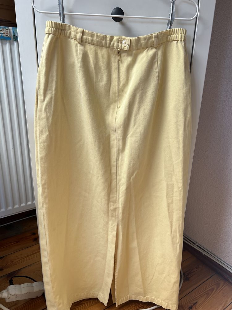 Żółta pastelowa spódnica maxi M/L vintage ołówkowa