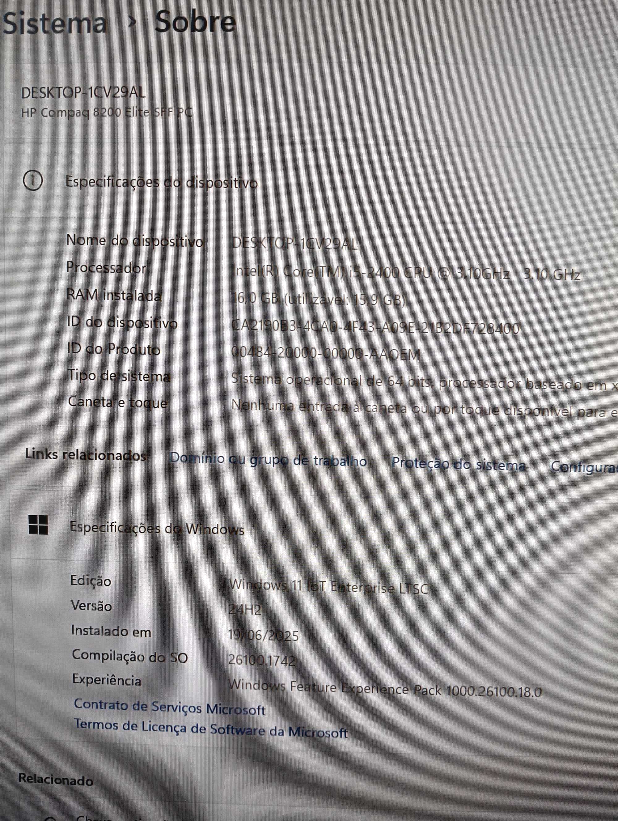 Computador HP Compaq 8200 Series