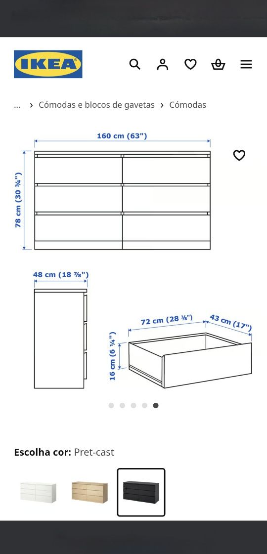MALM cómoda/móvel IKEA 6 gavetas