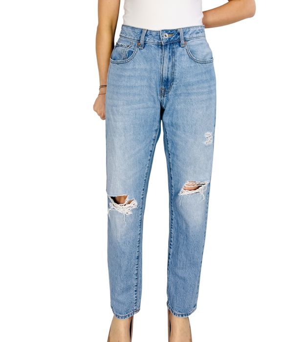 Jasnoniebieskie jeansy z przetarciami S 36