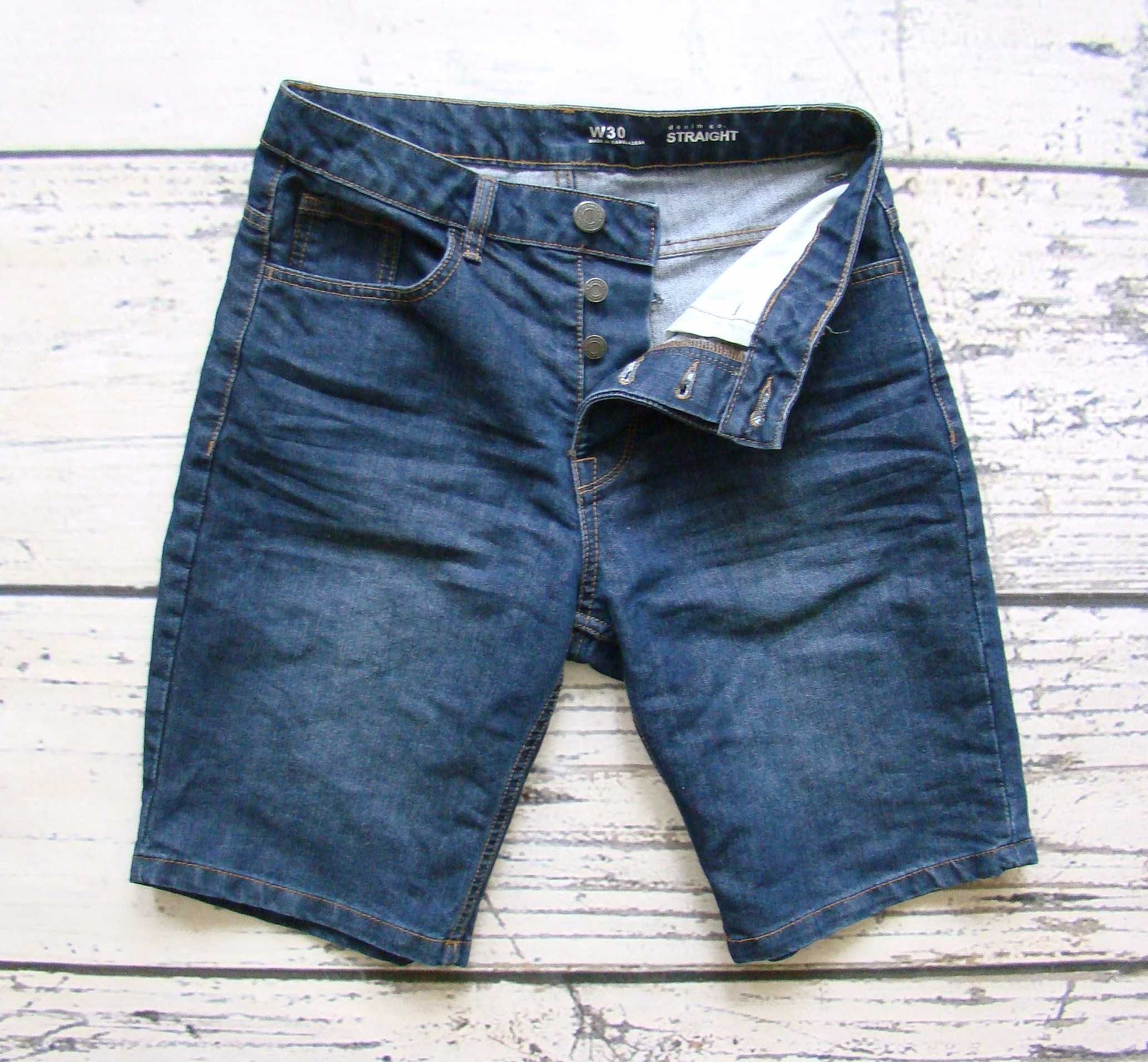 Denim Co świetne markowe jeansowe spodenki jak nowe r W30  pas: 78 cm