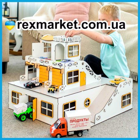 Большой детский Гараж-парковка NestWood Maxi желтый конструктор домик