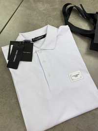 Мужская белая футболка Dolce Gabbana поло DG King майка f551