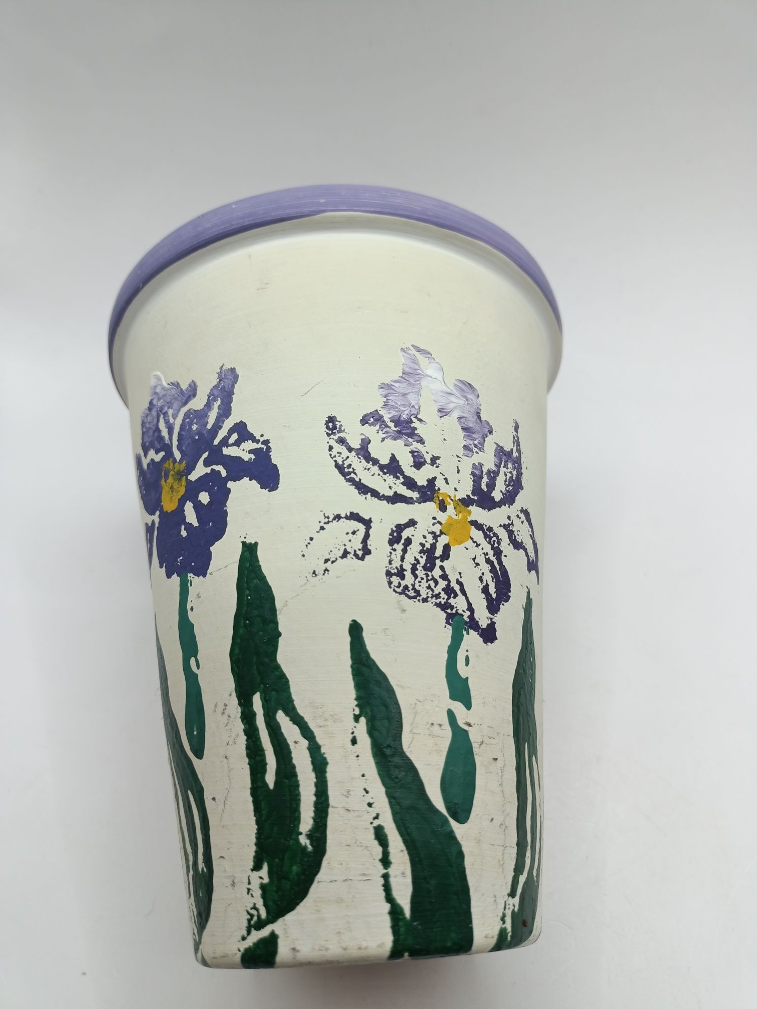 Doniczka osłonka wąska długa ceramiczna wiosenne kwiaty