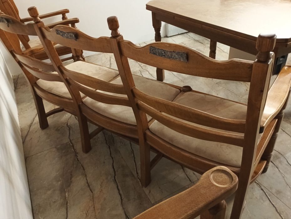 Stół i krzesła do jadalni dębowe styl vintage