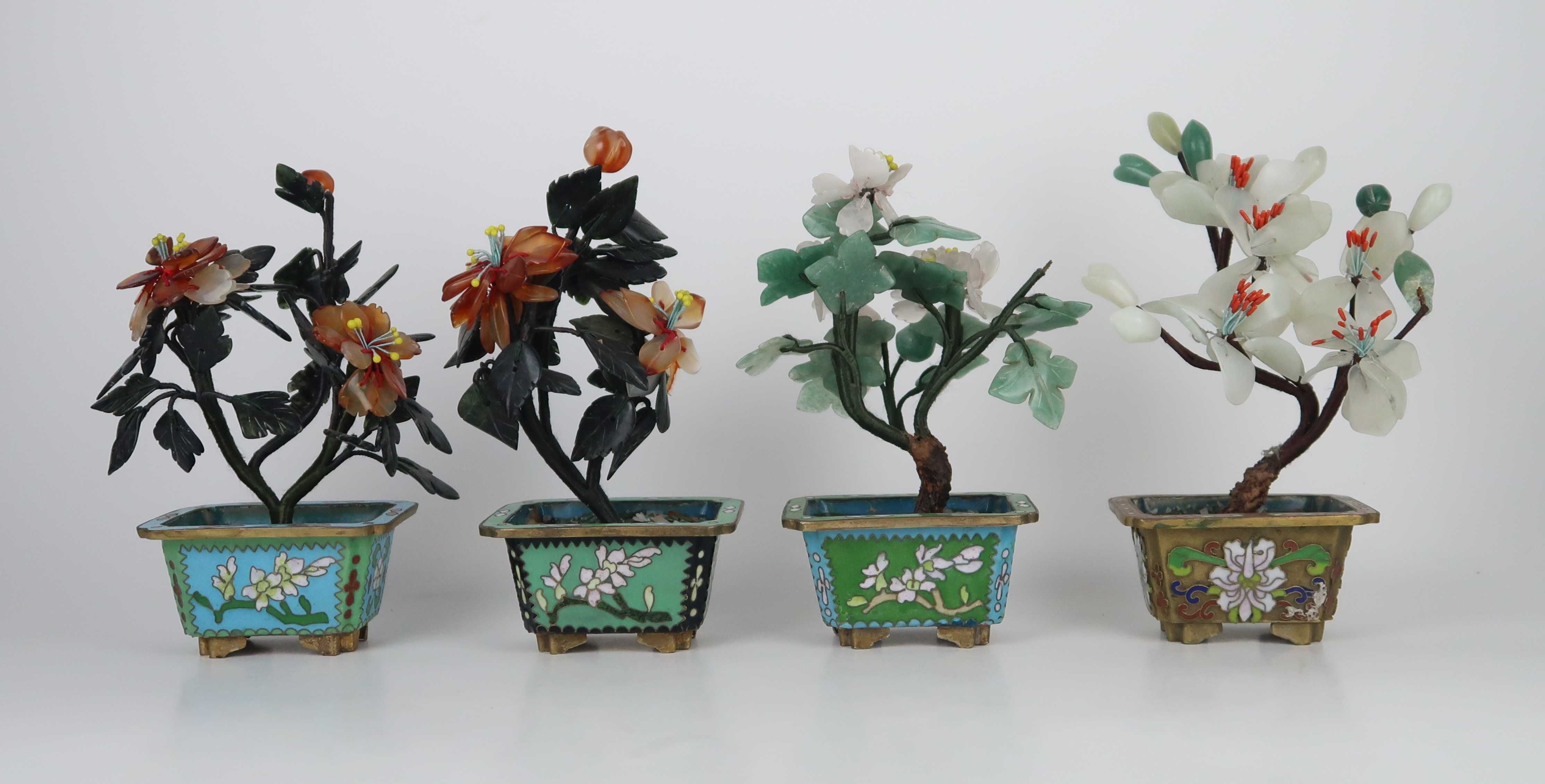 Conjunto de 4 Arvores Bonsai Cloisonné China