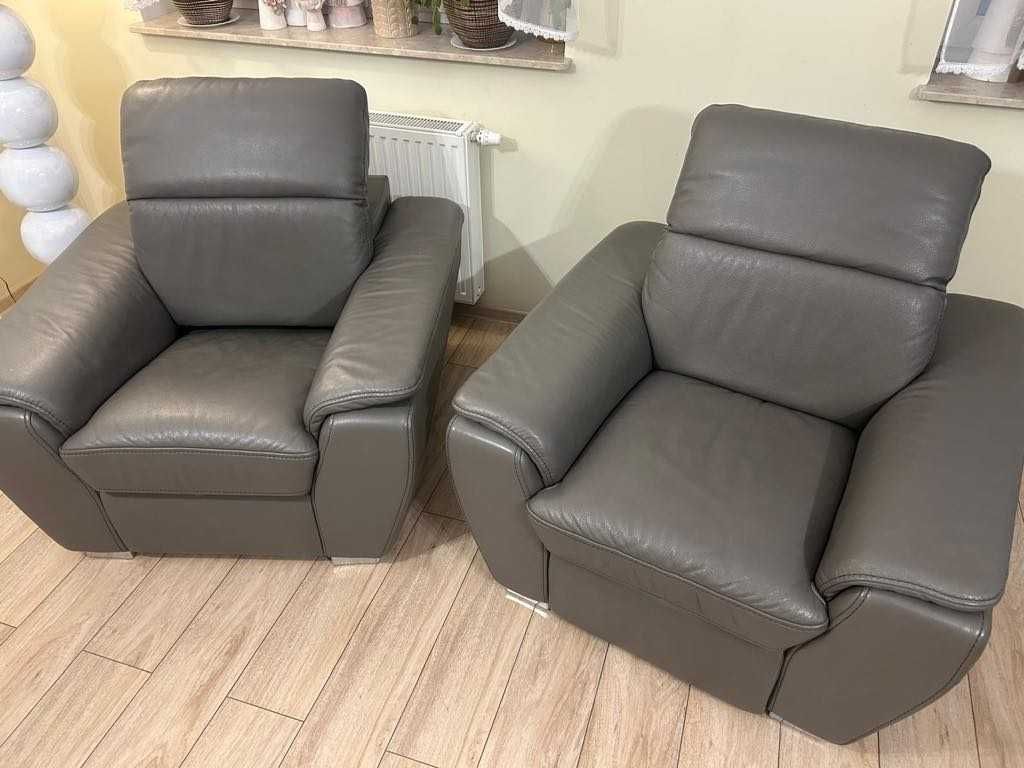 Meble skórzane Kler – sofa z funkcją spania + 2 fotele