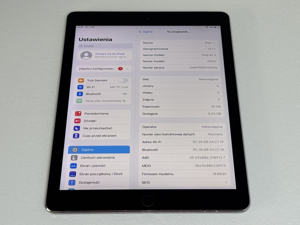 iPad Air 2 (A1567) 16GB - Cellular (LTE) - faktura VAT 23%