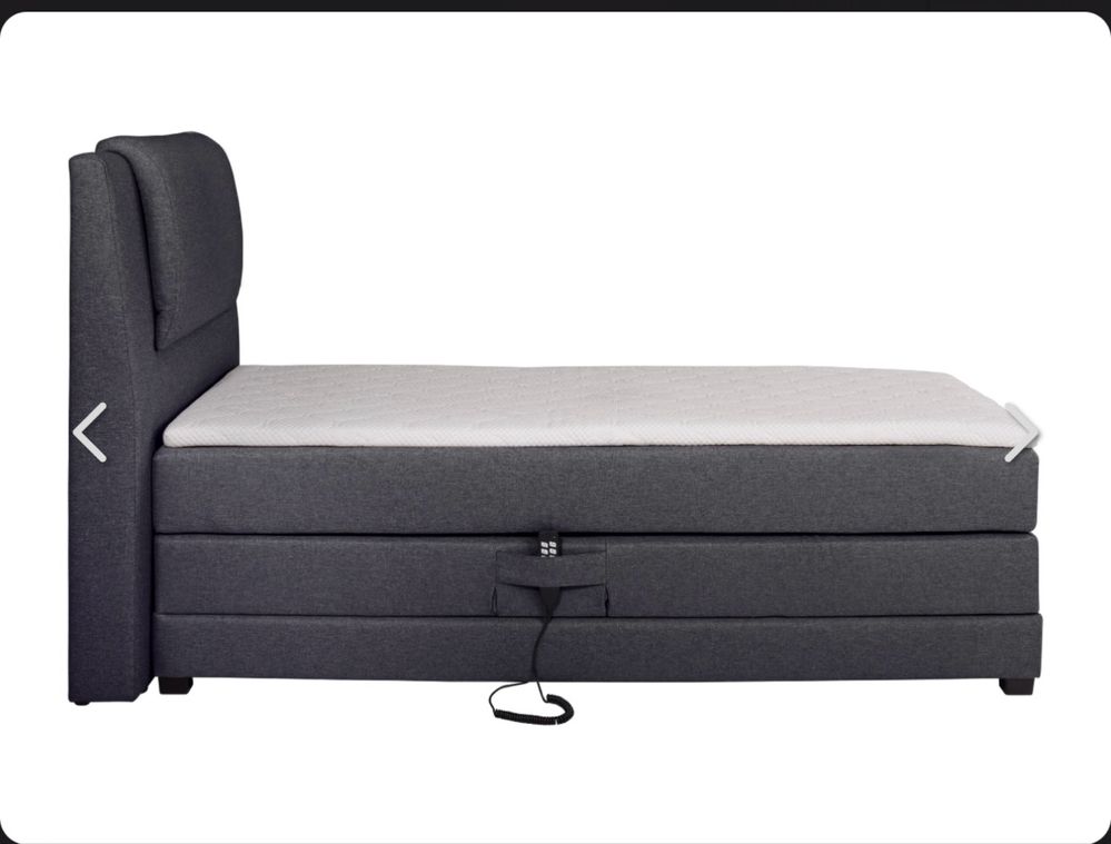Cama com somier/cabeceira e colchão articulada