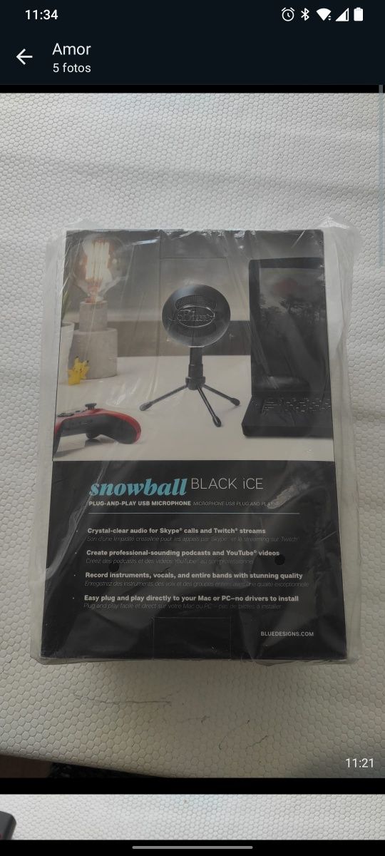 Microfone Logitech Blue Ice Snowball