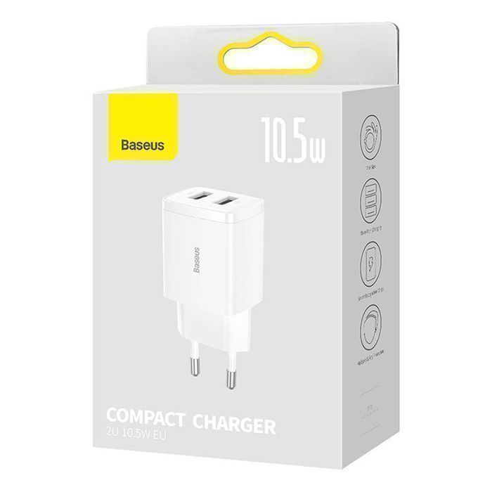 Ładowarka sieciowa Baseus Compact Quick Charger, 2x USB, 10.5W
