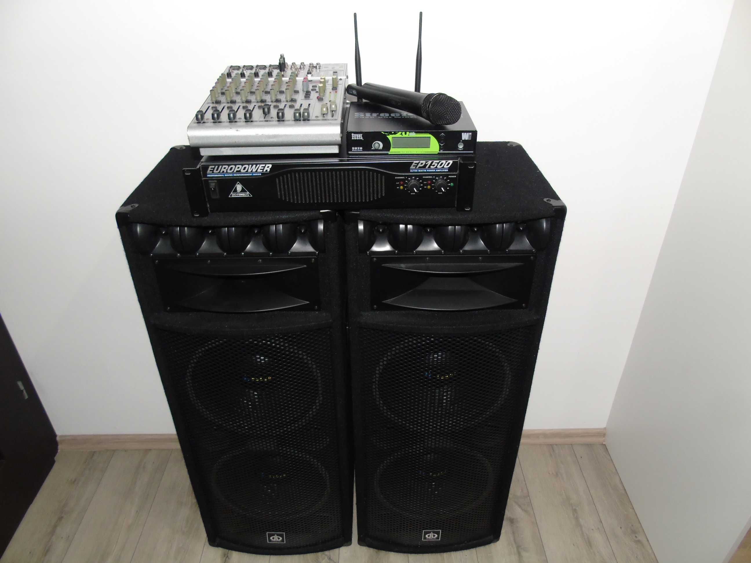Nagłośnienie końcówka mocy Behringer EP1500 kolumny mikser