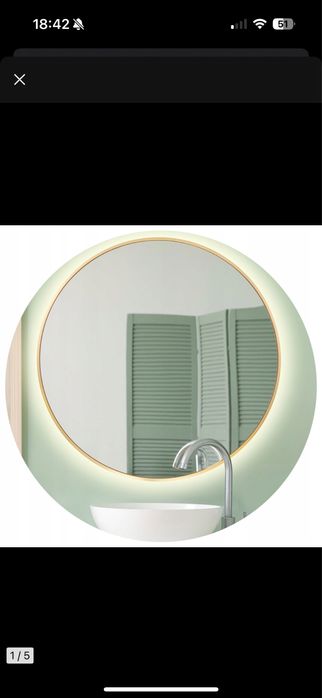 Lustro LED okrągłe 70cm złote w aluminiowej ramie